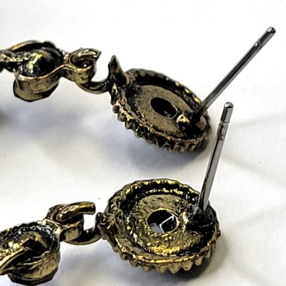 Amber Brown Rhinestone Circular Statement Earrings - image 7